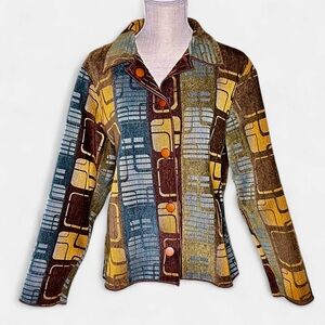 Winding River Reversible Artisan Jacket Medium Fall Colors Tapestry Color Block